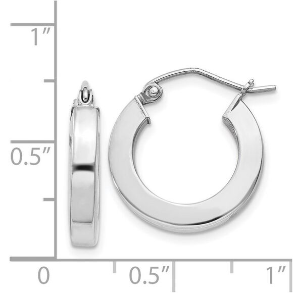 3.25mm, Sterling Silver, Hollow Square Hoops - 17mm (5/8 Inch) - Picture 4 of 5